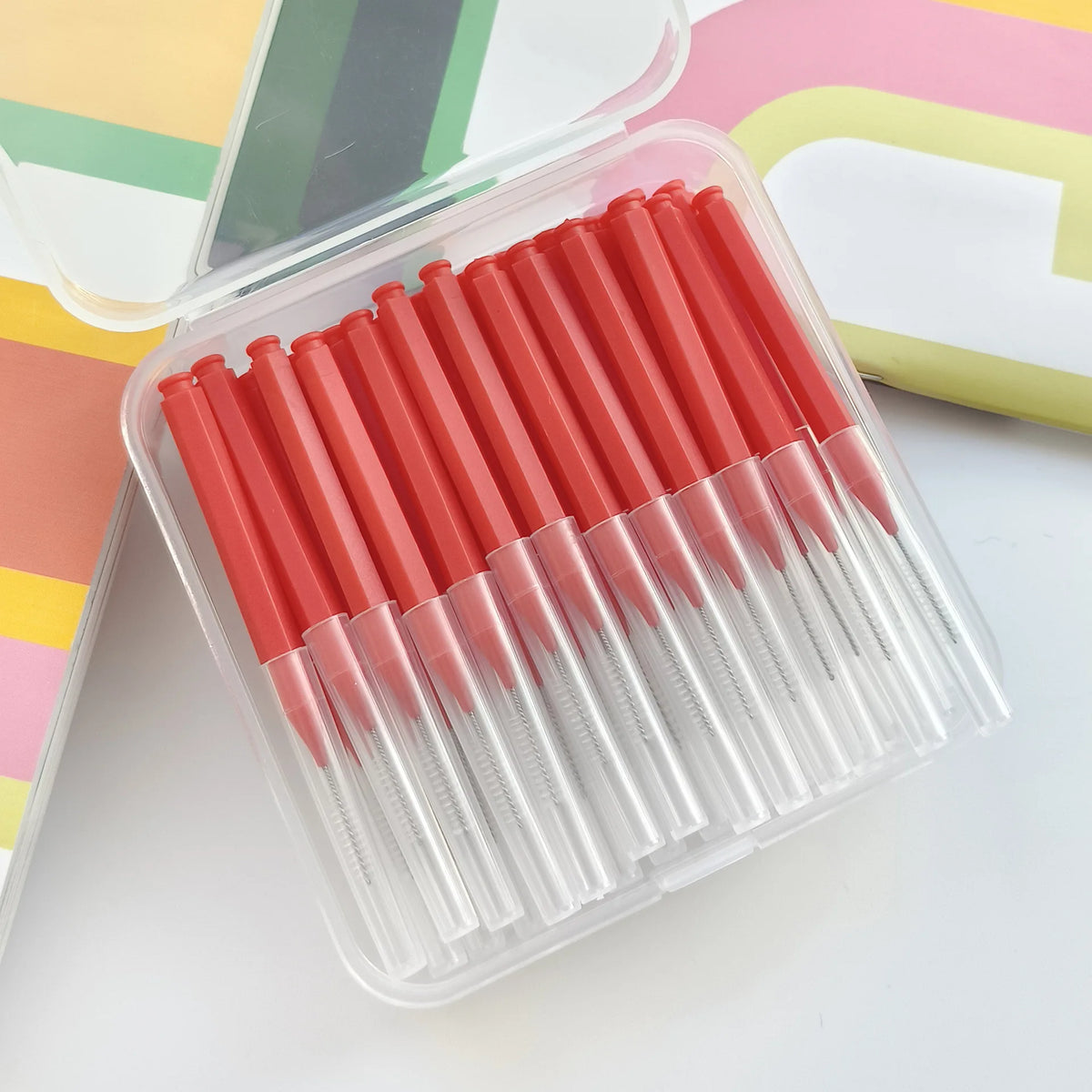 60pcs I Shape Colorful Brush Picks Orthodontic Correction Tooth Gap Brush Interdental Brush Tooth Braces Cleaning Soft Bristles