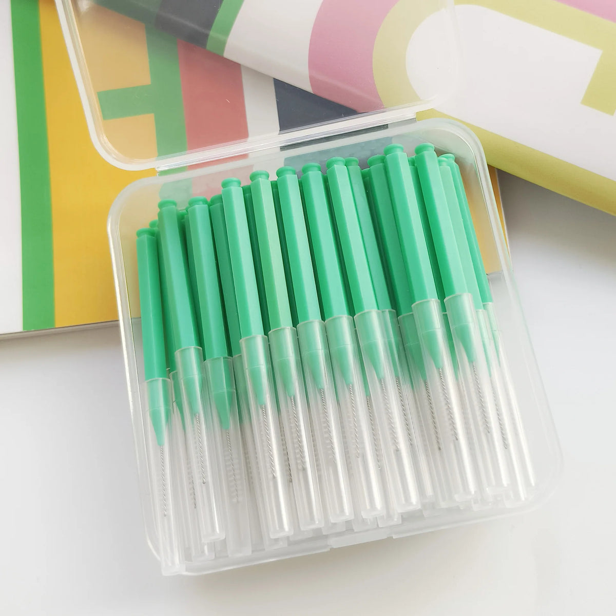 60pcs I Shape Colorful Brush Picks Orthodontic Correction Tooth Gap Brush Interdental Brush Tooth Braces Cleaning Soft Bristles