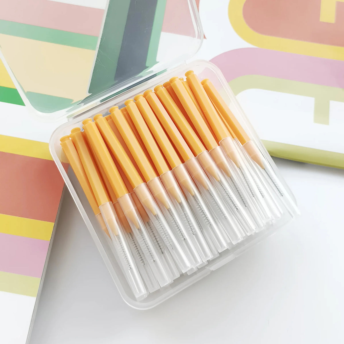 60pcs I Shape Colorful Brush Picks Orthodontic Correction Tooth Gap Brush Interdental Brush Tooth Braces Cleaning Soft Bristles
