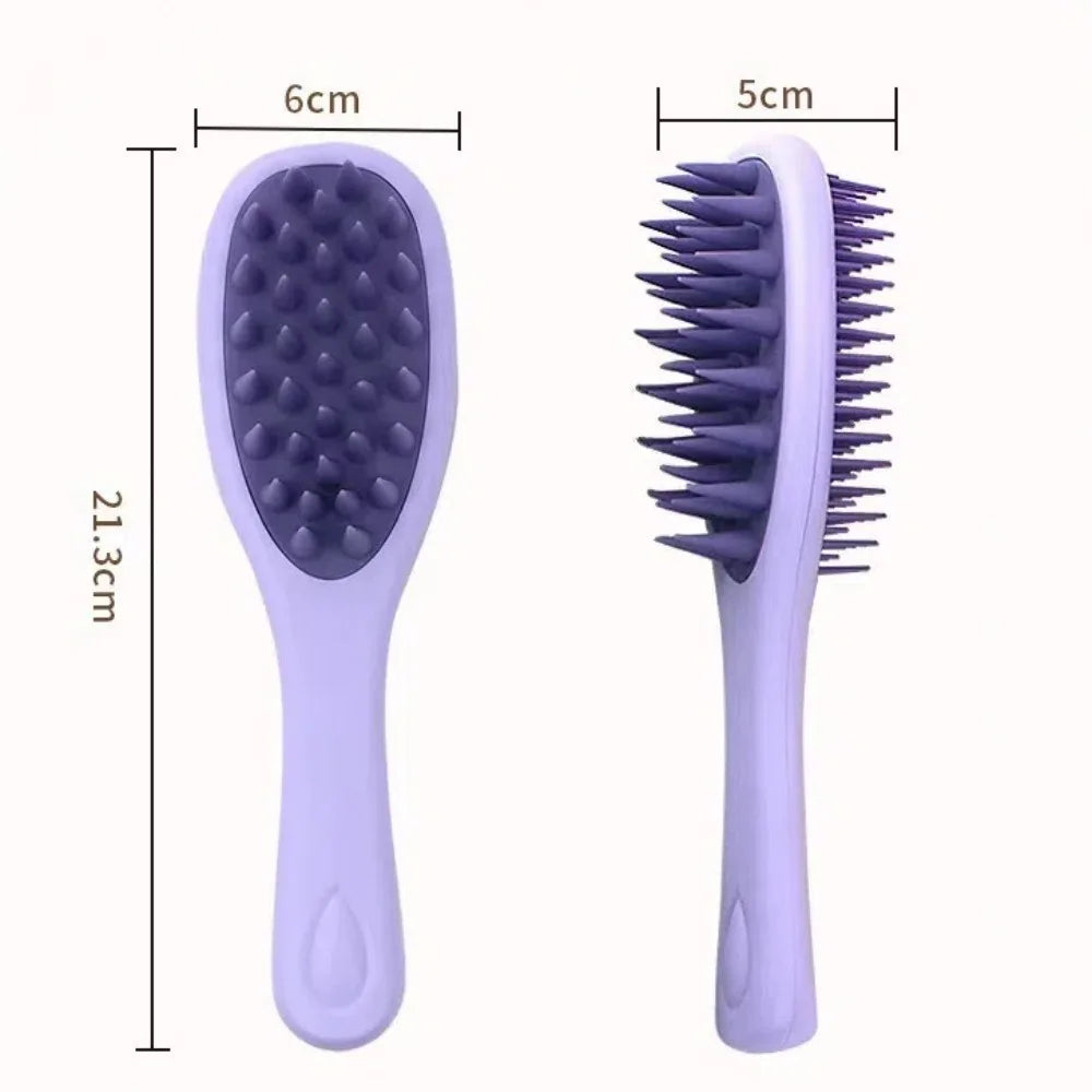 Double-sided 2-in-1 Comb Hair Massager Double Toothed Silicone Shampoo Brush Long Handle Hair Care Head Washing Comb