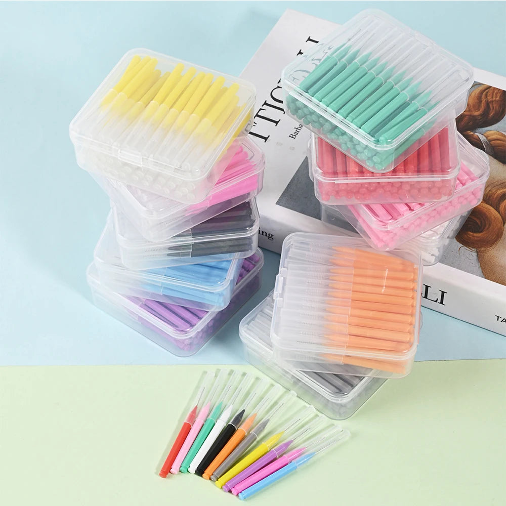 60pcs I Shape Colorful Brush Picks Orthodontic Correction Tooth Gap Brush Interdental Brush Tooth Braces Cleaning Soft Bristles