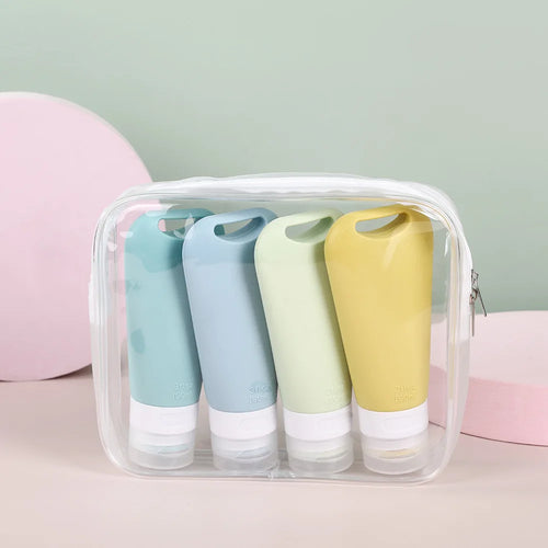 1/3/4Pcs 90ml Refillable Hangable Dispensing Bottles Squeeze Silicone Empty Storage Body Wash Shampoo Portable  Container