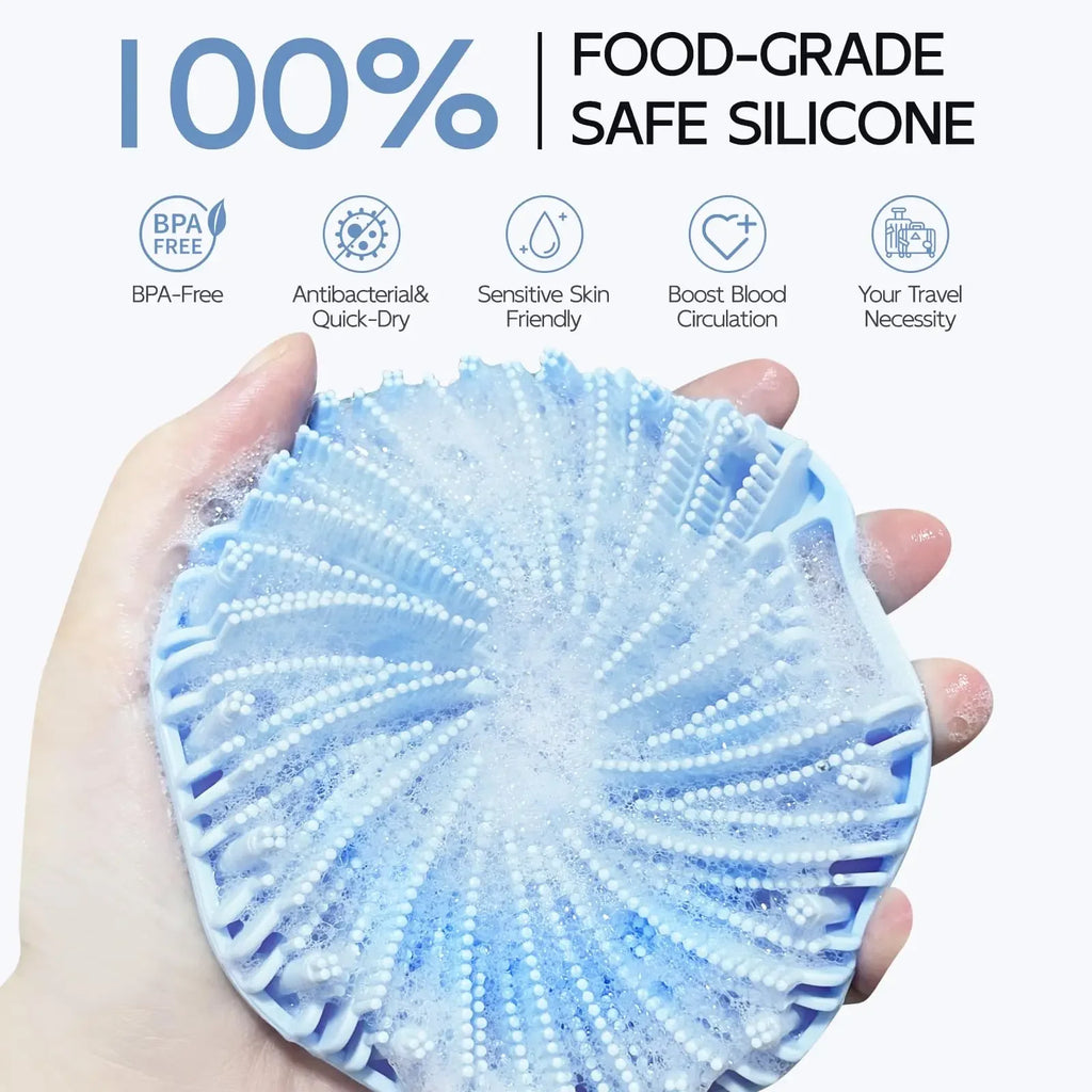 Silicone Body Scrubber Shower Brush Exfoliating Shower Scrubber with Non-Slip Hand Strap Silicone Body Buffer for Use in Shower
