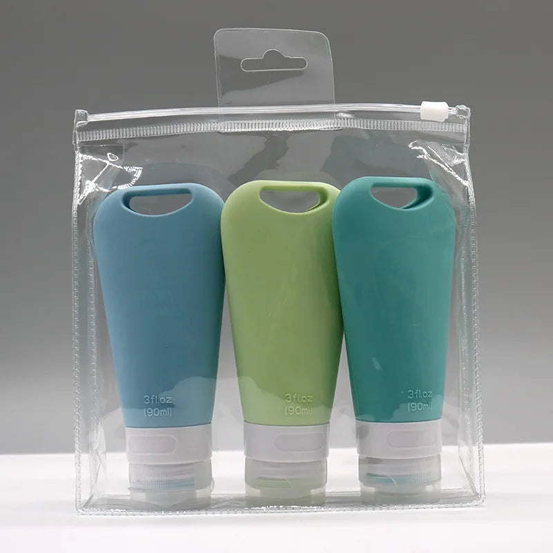 1/3/4Pcs 90ml Refillable Hangable Dispensing Bottles Squeeze Silicone Empty Storage Body Wash Shampoo Portable  Container