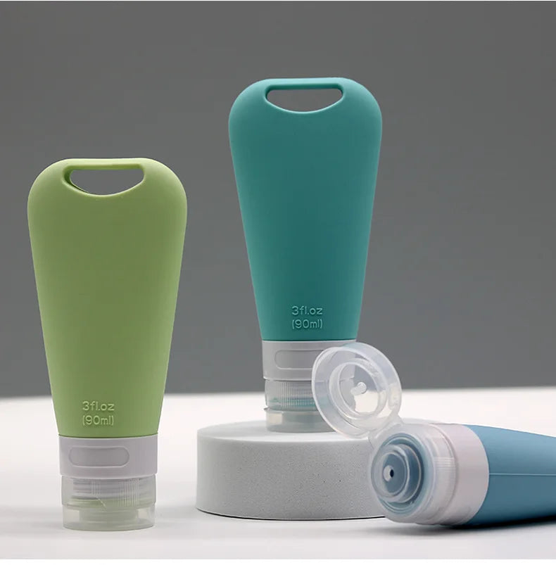 1/3/4Pcs 90ml Refillable Hangable Dispensing Bottles Squeeze Silicone Empty Storage Body Wash Shampoo Portable  Container