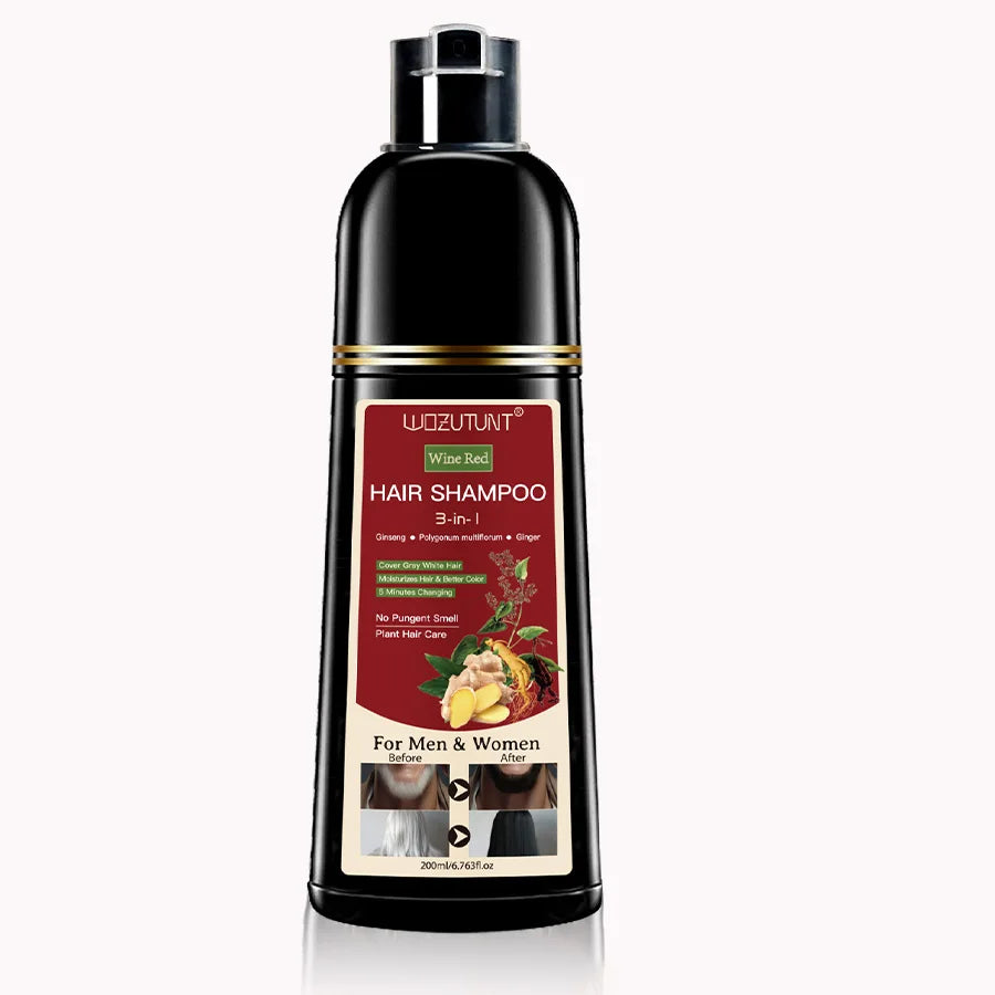 200ml 3 In 1 Natural Herbal Hair Dye Shampoo Black Dark Brown Cover Gray Deep Nourishing Fast Hair Coloring Cream for Women Men