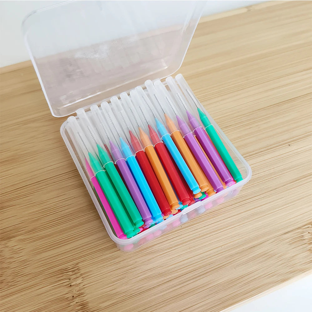 60pcs I Shape Colorful Brush Picks Orthodontic Correction Tooth Gap Brush Interdental Brush Tooth Braces Cleaning Soft Bristles